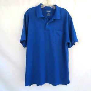 LL Bean Polo Shirt True Blue Cotton Comfy Classic Casual Preppy Men's Size L